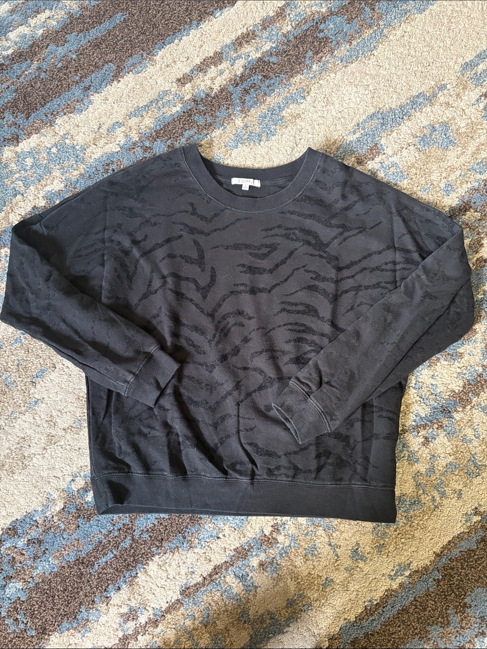 Z Supply Black Tonal Tiger-Print Sweatshirt